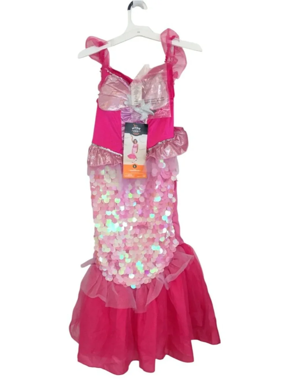 Hyde & EEK! Kids Large 10-12 Pink Mermaid Dress Hair Clip Sequined